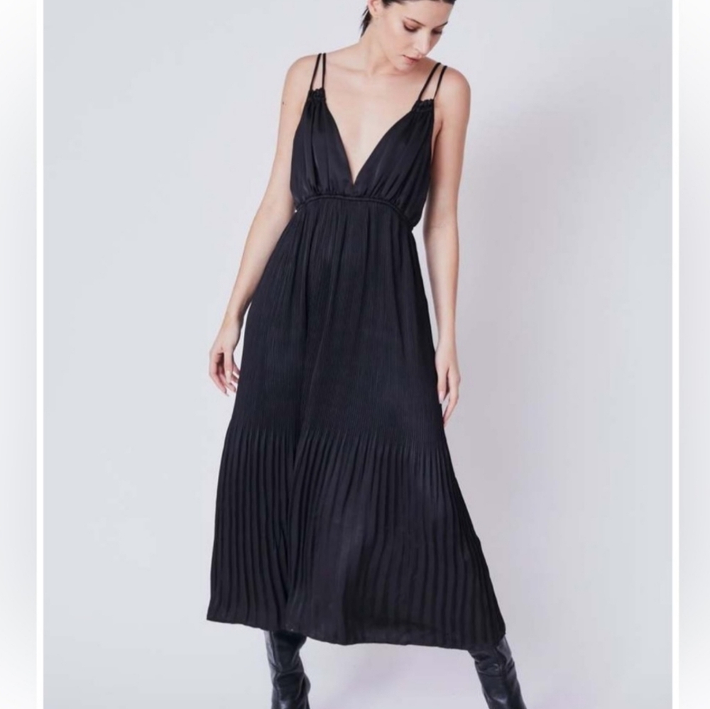 Elegant Deep V Black Maxi Dress